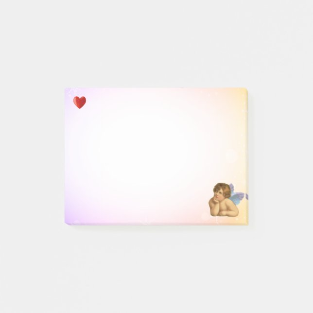 Stilfull Raphael Kerub & Hjärta på Pastellfärger Post-it Block (Framsida)