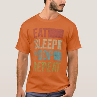 Stilfull Retro 70-tal Ät Sov Bajsa Upprepa familj T Shirt