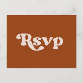 Stilfull retro bränd orange bröllops-RSVP Vykort
