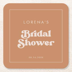 Stilfull retro Bröllopsfest i brunt socker tema Underlägg Papper Kvadrat