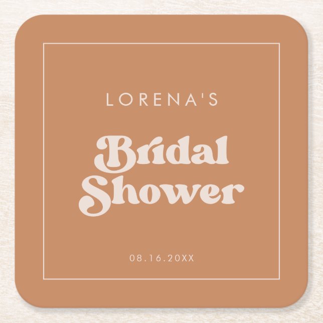 Stilfull retro Bröllopsfest i brunt socker tema Underlägg Papper Kvadrat (Framsidan)