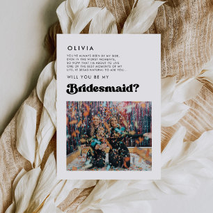 Stilfull retro brudtärna fotomeddelandekort inbjudningar