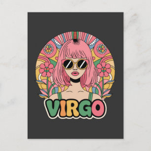 Stilfull Retro Jungfru Kvinna Zodiak Tecken Färgri Vykort