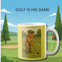 Stilfull Retro Katt som Spelar Golf med Personligt Kaffemugg