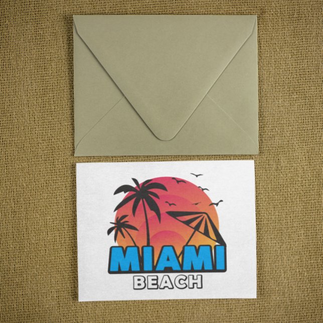 Stilfull Retro Miami Beach Resa  Vykort (Stylish Vintage Miami Beach Travel Postcard)