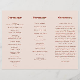 Stilfull retro Peach Pink Trifold Bröllopsprogram