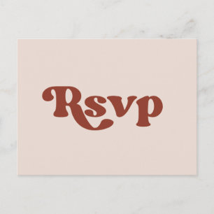 Stilfull retro persikorsrosa bröllops-RSVP Vykort
