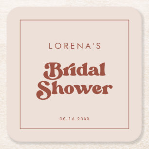 Stilfull retro persikrosa bröllopsdusch underlägg papper kvadrat