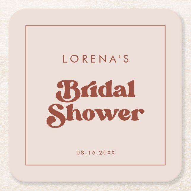 Stilfull retro rosa bröllopsfest underlägg papper kvadrat (Framsidan)