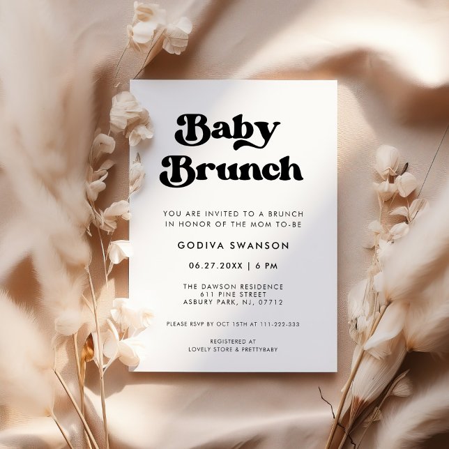 Stilfull retro svart & vit Baby Brunch Inbjudningar (Skapare uppladdad)