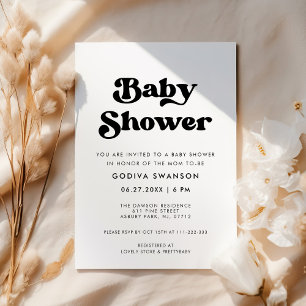 Stilfull retro svart & vit baby shower för bröllop inbjudningar