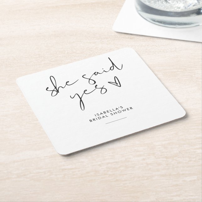 Stilfull retro svart & vit Bröllopsdusch  Underlägg Papper Kvadrat (Vinklad)