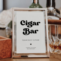 Stilfull retro svart & vit cigarrbar skylt för brö