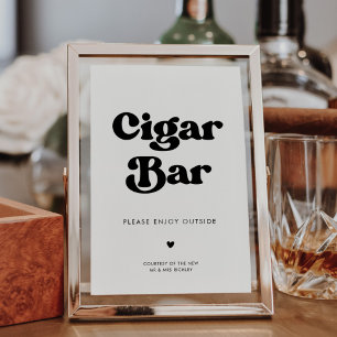 Stilfull retro svart & vit cigarrbar skylt för brö