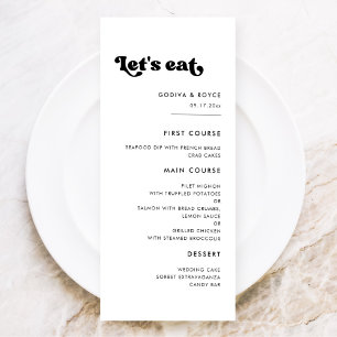 Stilfull retro svart & vit Let's eat bröllop Meny
