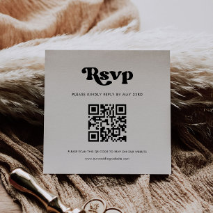 Stilfull retro svart & vit QR-kod RSVP-svar Tilläggskort