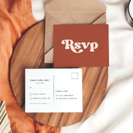 Stilfull retro terrakotta bröllops-RSVP Vykort