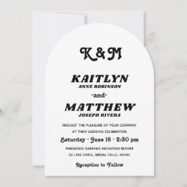 Stilfull Retro Typografi Monogram Foto Bröllop Inbjudningar