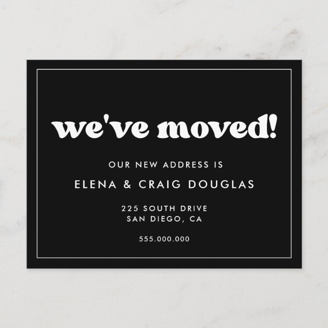 Stilfull retro Vi har flyttat Ny adress Vykort (Framsida)