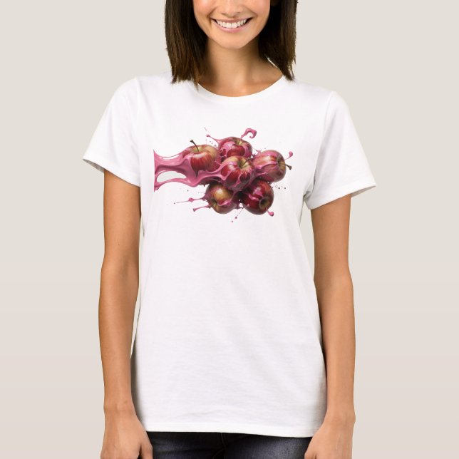 Stilfull röd abstrakt Apple-grafisk t-shirt (Framsida)