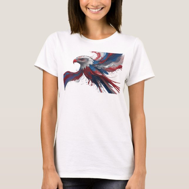 Stilfull röd abstrakt örn mode tryck t shirt (Framsida)