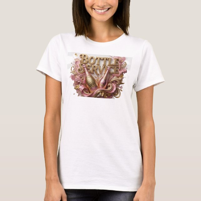 Stilfull röd FLASKSERVICE Textdesign T Shirt (Framsida)