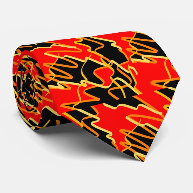 Stilfull röd orange gul abstrakt konst slips (Rullad)