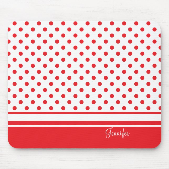 stilfull röd polka dots musmatta (Framsidan)