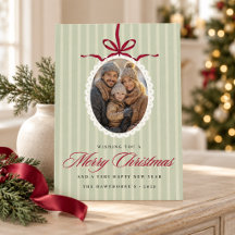 Stilfull röd rosett fotoornament vintage jul
