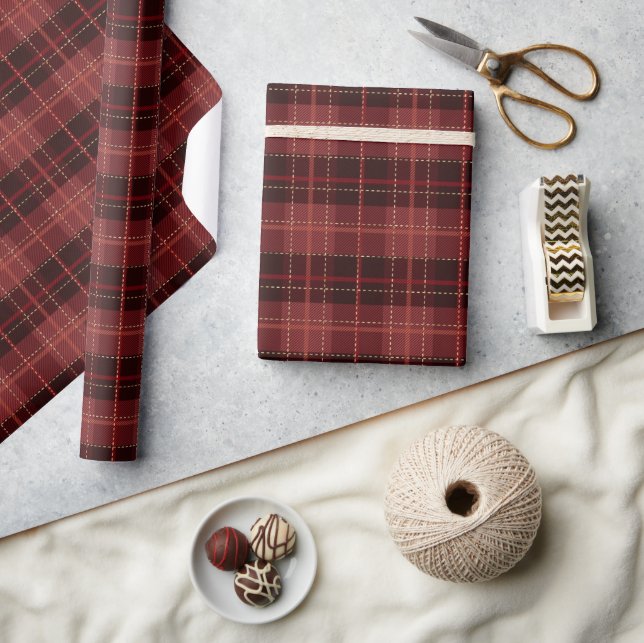 Stilfull röda och svarta jul tartan presentpapper (Hantverk)