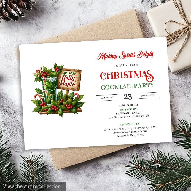 Stilfull rolig Mojito-cocktail digital inbjudan (Stylish Funny Mojito Cocktail digital invitation)