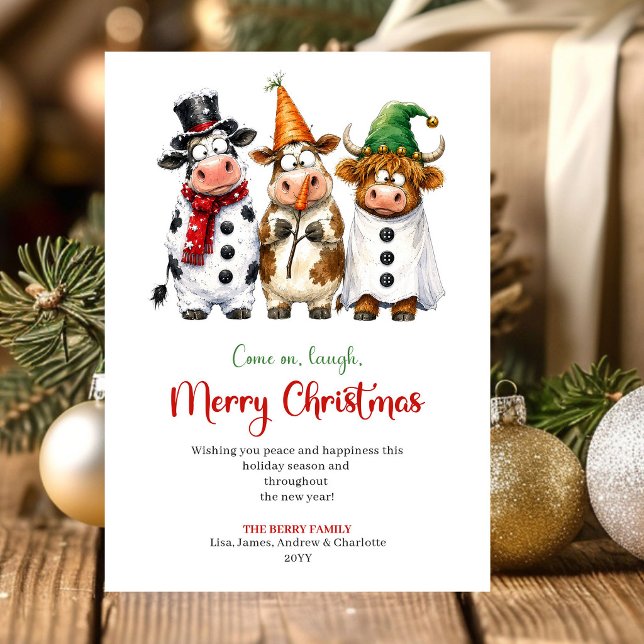 Stilfull Roliga Djur Minimalistisk Julhälsning Julkort (Stylish Funny Animals Minimalist Christmas Greeting Card

)