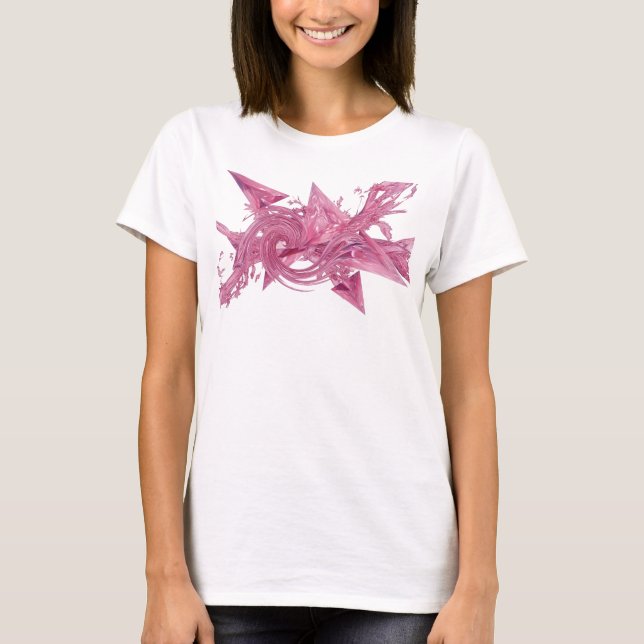 Stilfull rosa ABSTRAKT KONST Statement T-shirt (Framsida)