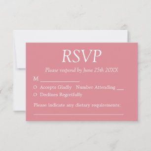 Stilfull rosa bröllops-RSVP-kort Inbjudningar