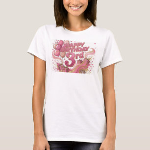 Stilfull rosa GRATT PÅ FÖDELSEDAGEN 3-ÅRS slogan t Shirt