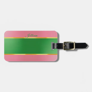 Stilfull Rosa Grön Monogram Preppy Bagagebricka