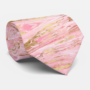Stilfull rosa guld abstrakt marmor vätska-målning slips