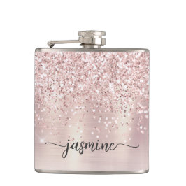Stilfull rosa guld glitter monogram namn underskri fickplunta