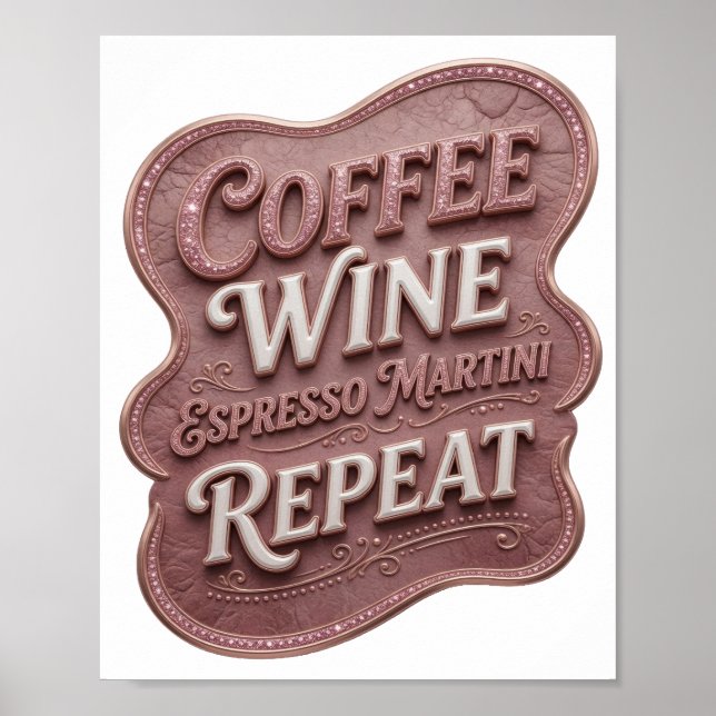 Stilfull Rosa KAFFE VIN ESPRESSO MARTINI REPETERA Poster (Framsidan)