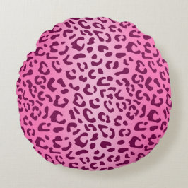 Stilfull Rosa Leopardsmycke Kudd Rund Kudde