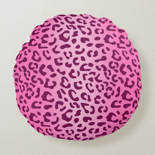 Stilfull Rosa Leopardsmycke Kudd Rund Kudde (Framsidan)