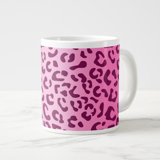 Stilfull rosa leopardtryck jumbo mugg (Framsida höger)
