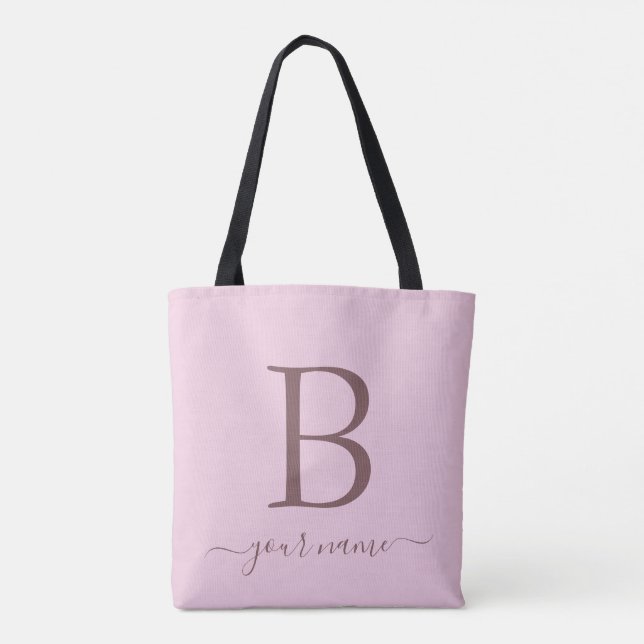 Stilfull rosa monogram enkel, modern minimalistisk tygkasse (Baksida)