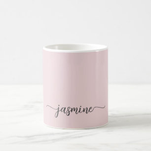 Stilfull rosa monogramnamnteckning kaffemugg
