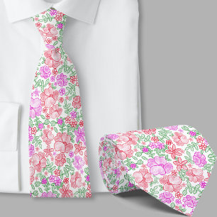 Stilfull rosa och orange blomster Mönster slips