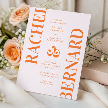 Stilfull rosa och orange typografi QR-kod bröllop
