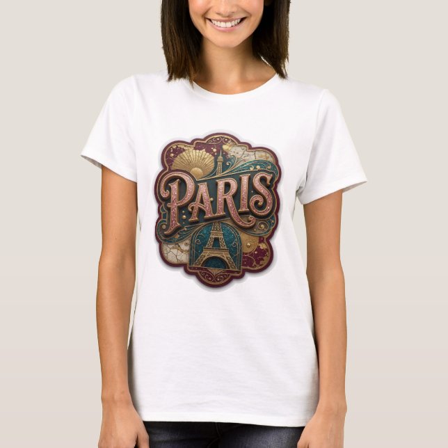 Stilfull rosa PARIS 3D textkonst T Shirt (Framsida)