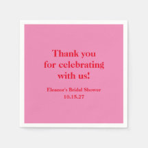 Stilfull rosa röd anpassad bröllopsdusch tack