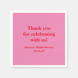 Stilfull Rosa Röd Anpassad Bröllopsfest Tack Pappersservett