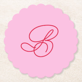Stilfull rosa & röd monogram initial restaurangbar underlägg papper